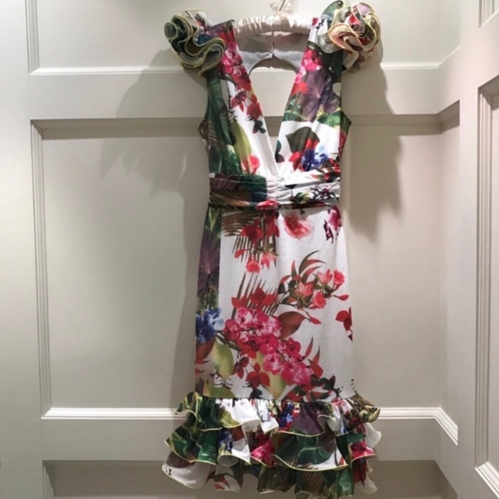 Floral Midi Dress Open Back